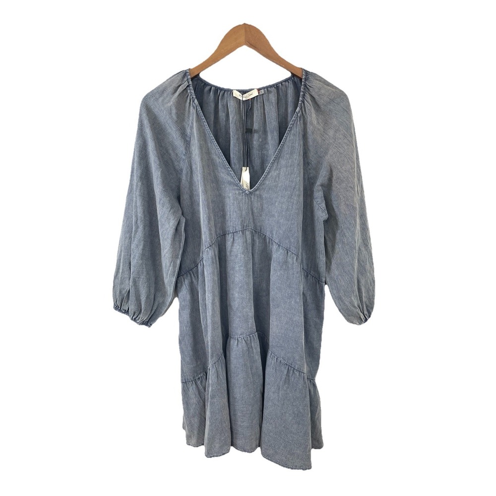Mustard Seed Babydoll Tier‎ Denim Mini Dress Size M Cottagecore Prairie Cowgirl